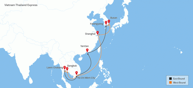森羅商船越南泰國快線航線圖